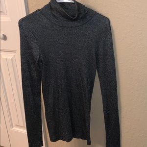 Michael Stars Turtleneck Shirt Shimmer One Size